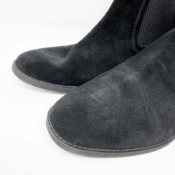 UGG Black Suede Hillhurst II Chelsea Ankle Boots Size 10 Elastic Pull On NEW - Picture 2 of 10